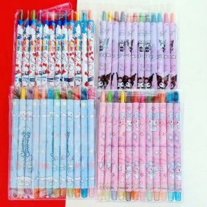 12 Colors Sanrio Rotating Drawing Crayon Sets Portable Multicolor Painting Graffiti Pens Oil Pastel Colored Pencil Gifts for Kids
