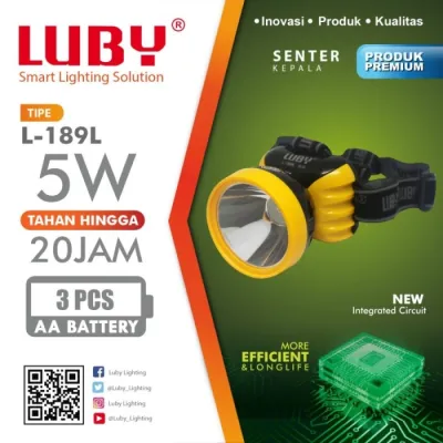Win Grosir - Senter Kepala 5Watt Luby L-189L Cahaya Putih Baterai Headlamp