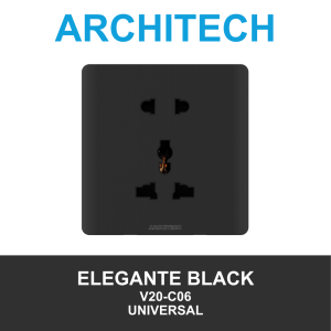 ARCHITECH Elegante Black V20-C06 Stop Kontak - Colokan Universal