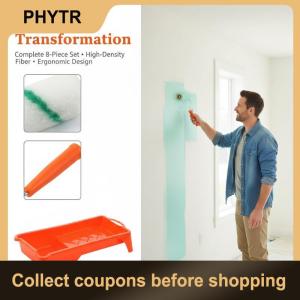 【PHYTR】 8Pcs High Density Fabric Paint Roller Set 2 Inch Mini Paint Rollers and Tray for Precise Detail Painting Walls Doors