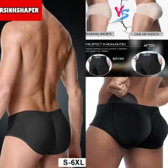S-3XL Sexy Black Briefs Men Padded Butt Briefs Booster Enhancer