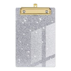 NO4 PANDA Paper Organizer Glitter Writing Clipboard Writing Tablet With Low Profile Gold Clip Flash Memo Clipboard Durable Sparkly File Folder School Office Supply