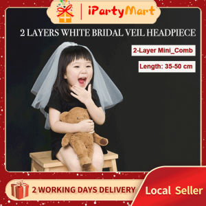 SG BaiLu Style 2 Layer White Bridal Veil Satin Bow Headpiece for Wedding Photoshoot ROM