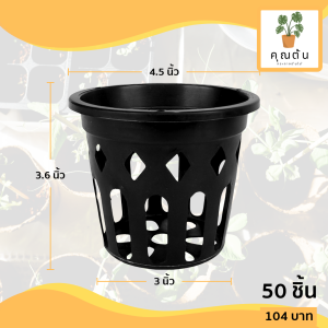 กระถาง กระถางกล้วยไม้ กระถางแขวน กลม 4 นิ้ว สีดำ 50 ใบ ชิ้น อัน