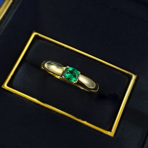 14K Gold Solitaire Lab Emerald Ring 100% Real 925 Sterling Silver Party Wedding Band Rings for Women Men Engagement Jewelry Gift