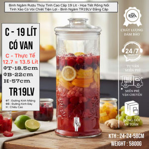 Bình Ngâm Rượu Thủy Tinh Cao Cấp 19L Có Vòi Chiết - Họa Tiết Rồng Nổi Tinh Xảo - Bình Đựng Nước Ngâm Hoa Quả Sang Trọng TR19L