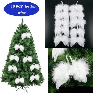 MMLUCK 10Pcs Chic Wedding White Home Decoration Feather Wing Christmas Tree Decor Hanging Ornament Angel Wings