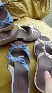 [Free Shipping] Trendy And Sweet-Style Bow-Knot Flip-Flops For Women Perfect For Outdoor Wear 2026 Summer New Collection Casual Wedge-Heeled Non-Slip Sandals