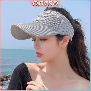 Women Anti-UV Sunhat Long Brim Empty Top Visor Cap Knitted Tennis Baseball Caps Adjustable Sport Sun Hat Outdoor Sunscreen Beach Hats