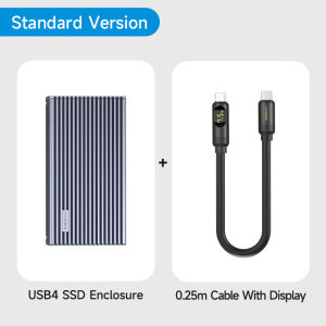 Hagibis M.2 NVMe SSD Enclosure 40Gbps USB4 SSD Enclosure With LED Display USB4 Cable PCIe3.0x4 Aluminum USB C External Solid State Drive Case B&M+M Key 2230/2242/2260/2280 For Thunderbolt 4/3