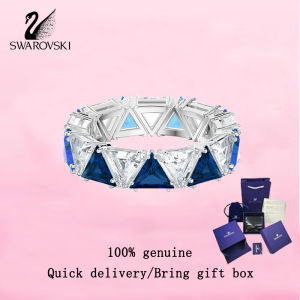 💎 Swarovski 💎 Womens fashion Ring S925 sterling silver triangle cut crystal blue crystal gemstone M5608528 Millenia cocktail ring Valentines Day gift Birthday gift