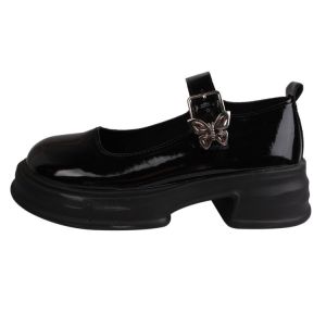 [Free Shipping] WomenS High Heels 2026 New Retro Style With A Single Strap Versatile Bow Design Thick Sole Chunky Heel And Small Leather Shoes