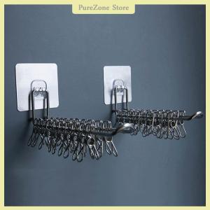 [PureZone] ที่แขวนติดผนังอเนกประสงค์ ที่จัดเก็บเสื้อผ้าแบบพับเก็บได้ประหยัดพื้นที่ที่แขวนกันลมที่จัดเก็บกันลื่น