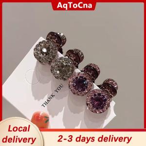 [COD] AqToCna Ship within 24 hours 2 4pcs Mini Round Rhinestone Hair Claw Retro Zircon Women Girls Claw Clip Small Hairpins Hair Crabs Girls Hair Accessories ﻿