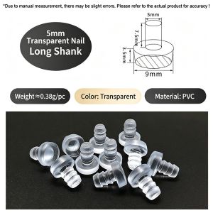 GORGE 50Pcs M5/M5.8/M6 Bàn kính có đệm chống va đập tích hợp với Stem Đen/Trong suốt Miếng lót chân trong suốt Chất lượng cao Đệm chân ghế chống va chạm Dùng để chèn lỗ nội thất