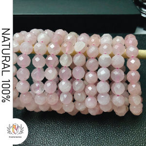 🇲🇾⭐【Ready Stock】100% Natural Pink Rose Quartz Crystal Bracelet / 纯天然切面粉水晶手链