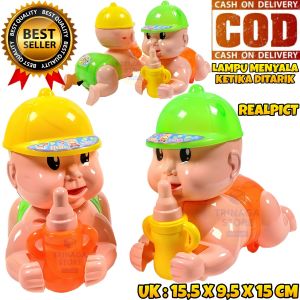 ( BISA COD ) PROMO ADA LAMPU Mainan Anak Bayi Merangkak Baby Crawling Tarik Jalan Tanpa Baterai / Mainan Anak Bayi Tarik / Mainan Anak Laki Laki / Mainan Anak Perempuan / Crawling Dancing Baby SNI Murah