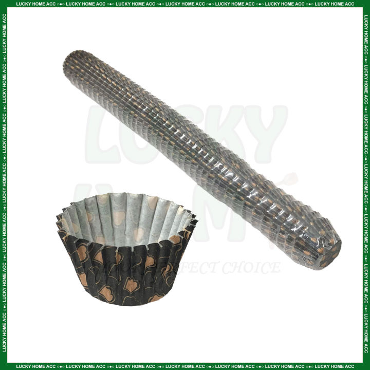 Ready Stock!!! ±1000pcs 6cm No.1 Black Cake Cup with Gold Heart Kertas ...