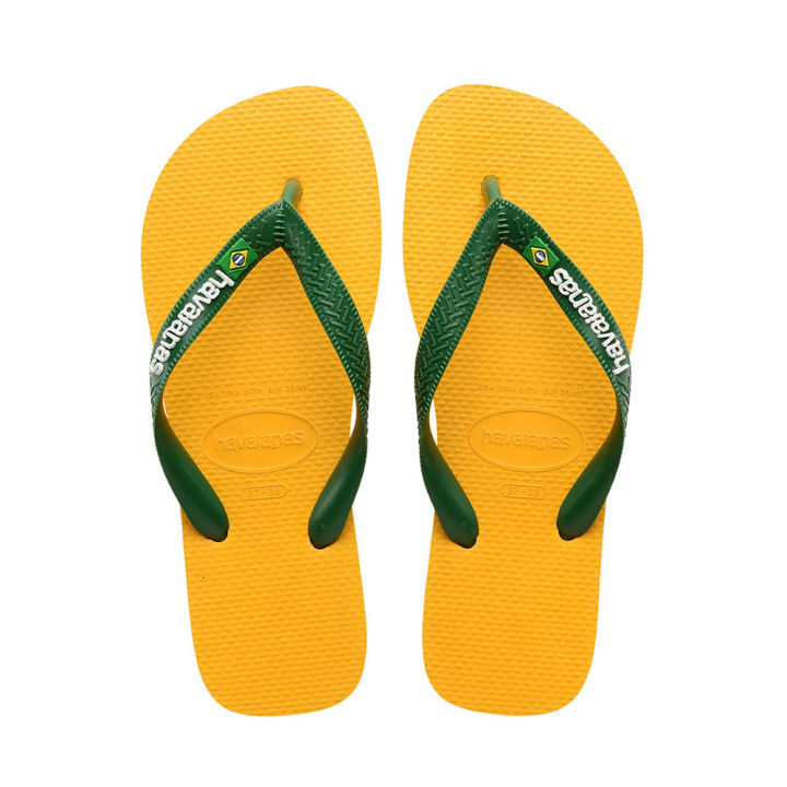 Havaianas Brasil Logo Flip Flops Pop Yellow