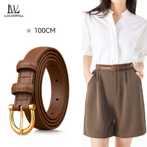 LouisWill เข็มขัดหนังผู้หญิงเข็มขัดแบบสกินนี่เข็มขัดเข็มขัดสานลำลองแฟชั่นเข็มขัดยางยืดพร้อมหัวเข็มขัดโลหะผสมสังกะสีสำหรับกางเกงยีนส์ทองตกแต่งพักผ่อนเข็มขัด