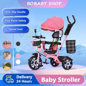 Stroller Bike for Baby Boy Foldable 3 Wheels Trolley Bike with Push Handle Bike for Kids 3 Years Old