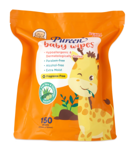 PUREEN Baby Wipes Fragrance Free 150s Jar+Refill 150s Refill ( Green ) ( Orange )