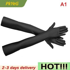 PkYeG High Elastic Spandex Sun Protection Gloves Party Nightclub Wedding Performance Black Gloves