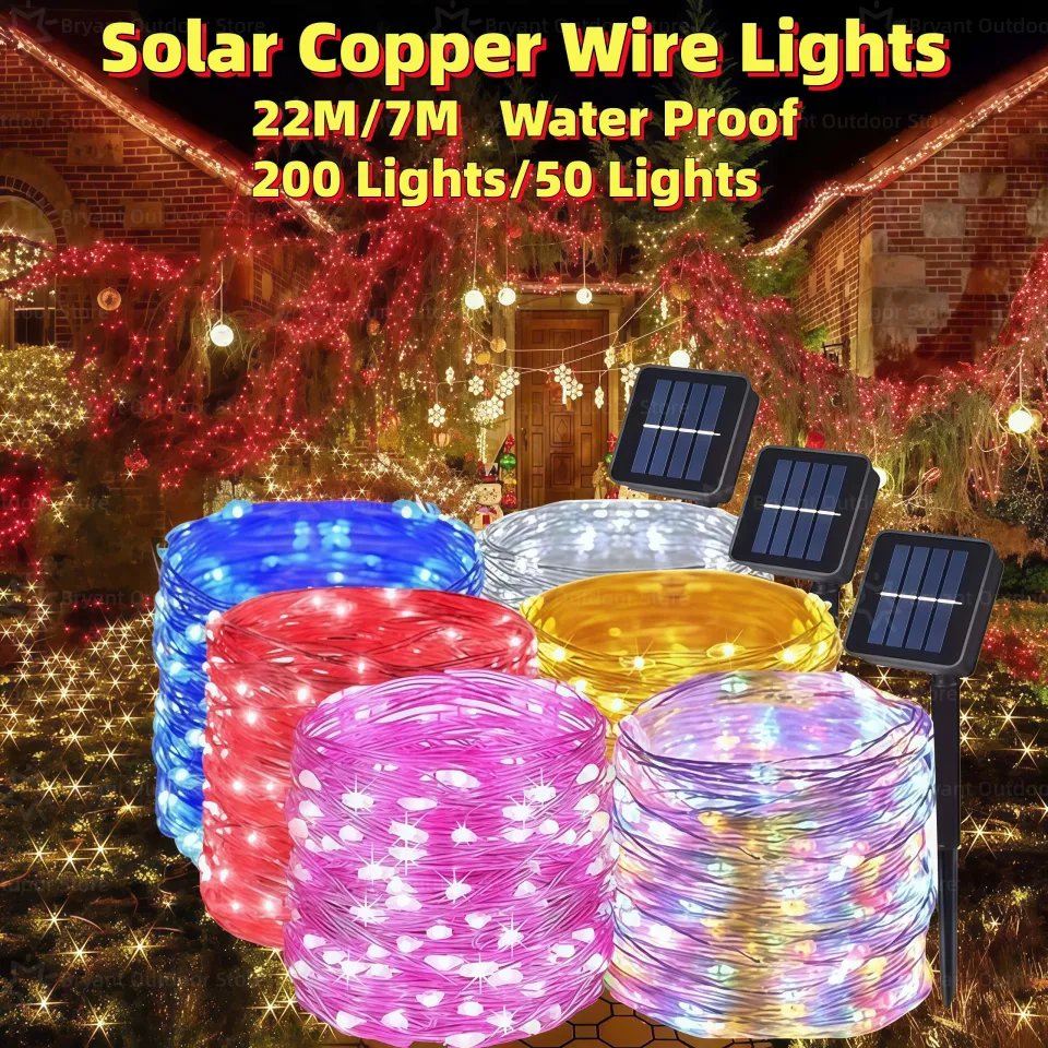 Eone 50-200 LED Solar Powered Fairy Lights – Waterproof String Lights For Garden, Party, Xmas – IP65