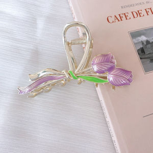 IVY Flower Hair Clips Tulip Flower Large Hair Accessories Claw Clips For Women Girls Female Metal Tulip Temperament High-end Sense Shark Clip Adult Hair Clip