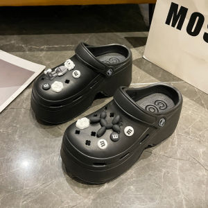 [Free Shipping] Sesame Street Accessories WomenS Summer High-Heeled Clogs Fashionable For Outdoor Wear DIY Possible Korean Beach Dad Shoes