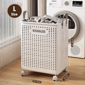 🇸🇬【With Wheels】Foldable Laundry Basket with Wheel Large Capacity Dirty Clothes Basket