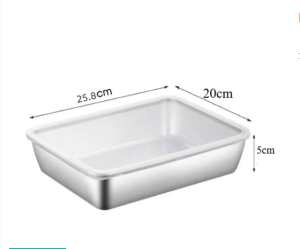 304 stainless steel square tray with lid fresh-keeping box rectangular storage fruit lunch box food storage box