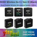 Rode Wireless GO II / Go Gen III 2 Dual Channel Wireless Microphone System (2.4 GHz). 