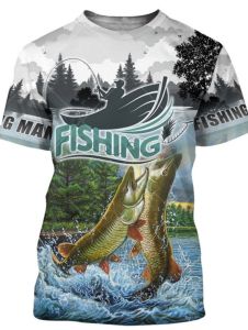 Fishing Graphic Print Vintage Mens Summer Short-Sleeved T-Shirt Round Neck Trendy Comfortable Fisherman Outdoor Clothing Men