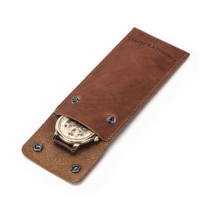คอลเลกชันนาฬิกาหนังแท้แบบพกพาถุงใส่นาฬิกาเดียวเดินทางแบบวินเทจกล่องเก็บนาฬิกาข้อมือ