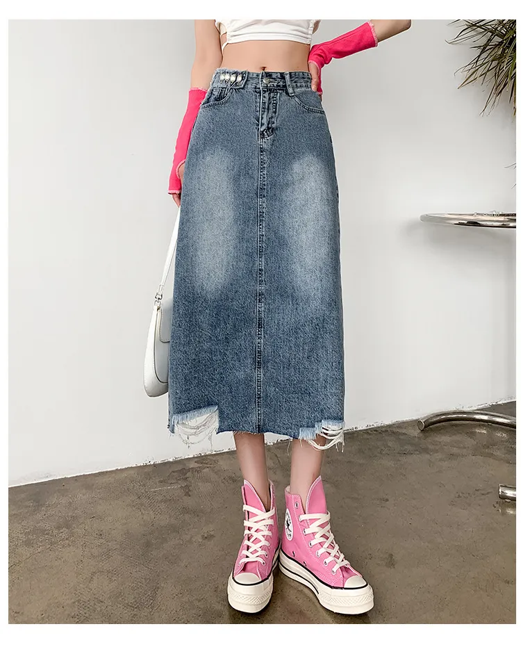Chân váy jean maxi thiết kế xẻ tà – CEREAL Vietnam
