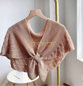 ผ้าคลุมไหล่ ผ้าพันคอ ไหมพรมถัก ลายเกล็ดปลา แบบผูกปก งานป้าย YWZZPJ