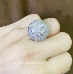 Cincin Perak Sepa Bola Full Cyrstal Titanium 22 K (Silver)