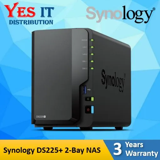 SYNOLOGY DS225+ NAS DISKSTATION 2-BAYS + SYNOLOGY HAT3300 x 2 HARD DISK DRIVE