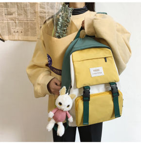 Tas Backpack Terbaru  Ransel Wanita 2 Warna Kombinasi Lucu Ransel Nilon Mahasiswa Sekolah SMP SMA Remaja Tas Laptop wanita Kawaii ransel Anak Perempuan Muat Buku Trendi Perjalanan Traveling