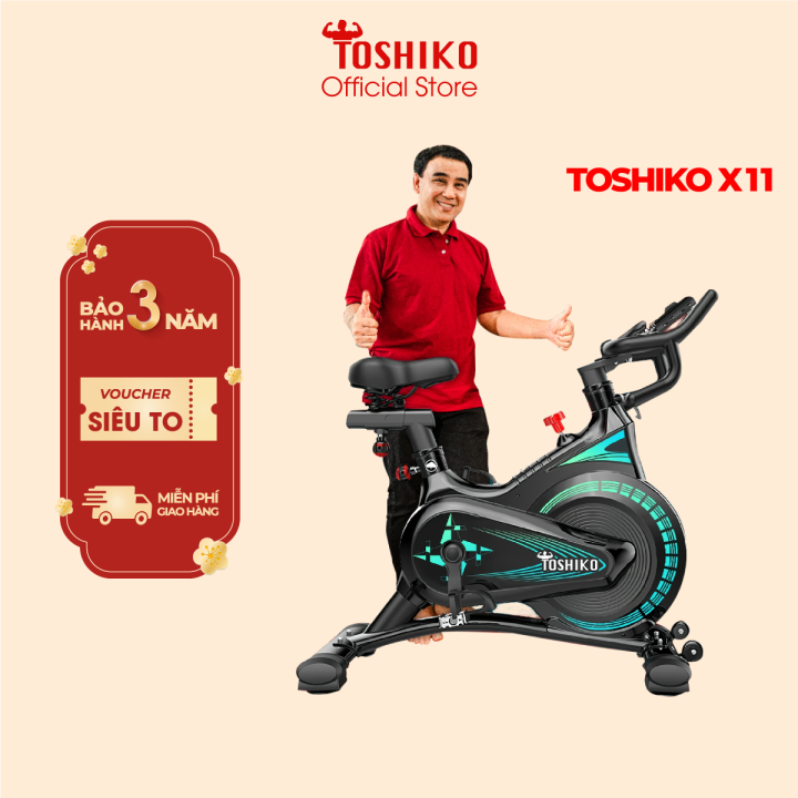 Xe đạp tập thể dục trong nhà Toshiko X11, xe đạp thể thao có đồ hồ hiển thị quãng đường, calo tiêu thụ, giảm mỡ, săn chắc cơ thể, xe đạp tập gym nâng cao sức khỏe, xe đạp tập