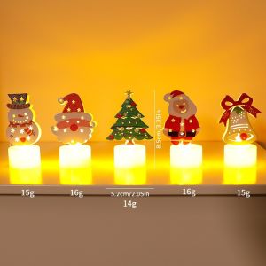 Christmas Candle Lamp LED Flameless Night Light Santa Snowman Tree Decoration Festive Ornament