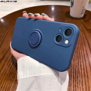 ELAXIS 2023 Phone Casing For iPhone 14 13 12 11 Xs Pro Max Mini X XR 8 7 6 6S Plus + SE 2020 Shockproof Phone Case Metal Ring Bracket Stand Camera Lens Protection Back Cover for Blue E7-1