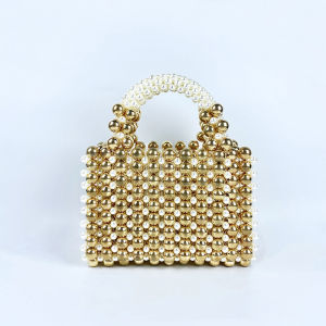 Elegant Mobile Phone Bag gold Beaded Acrylic Handmade Womens Bag Fashionable Casual Evening Bag