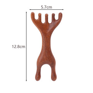 Deer Antler Acupuncture Comb Double End Wide Tooth Help Blood Circulation Body Massager Tool Sandalwood Head Comb Wooden Scalp Massage Comb
