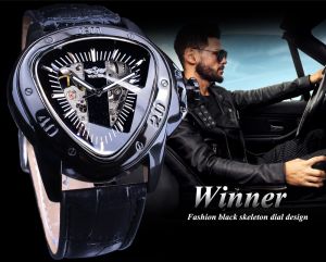 WINNER นาฬิกาทรงสามเหลี่ยมชายนาฬิกากลไกอัตโนมัติมีสไตล์สีดำดีไซน์เป็นเอกลักษณ์ของขวัญสำหรับผู้ชาย นาฬิกาสามเหลี่ยม นาฬิกา สามเหลี่ยม - Lazada