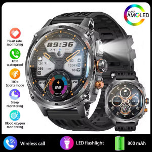 Smart Watch 1.75" AMOLED Screen LED Flashlight 800mAh Battery Bluetooth Call Smartwatch