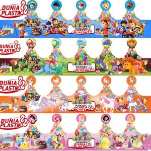 HARGA/PACK isi10pcs TOPI kertas MAHKOTA karakter anak perlengkapan souvenir ultah ulang tahun birthday