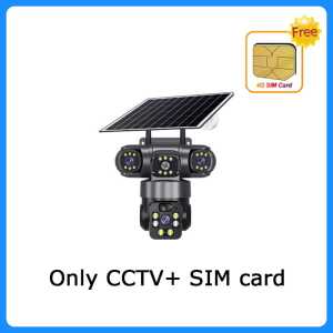 V380 PRO Three Lens 3-Screen 6MP Free Sim Card Wireless Solar Camera 4G SIM Card Connection 10x Zoom Full Color Night Vision Solar Outdoor Waterproof CCTV Battery 8000mAh IP Camera AOC