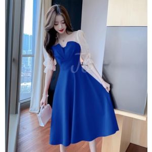 Dress wanita terbaru ala korea Dress Kimnara premium lengan balon Dress brokat terbaru 2024